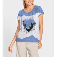 Druckshirt m. Herz-Motiv, blau-ecru