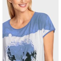 Druckshirt m. Herz-Motiv, blau-ecru