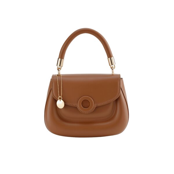 Tasche m. goldfarbenen Details, cognac