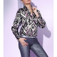 Seiden-Druckbluse, ecru-graphit