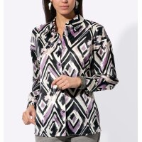 Seiden-Druckbluse, ecru-graphit