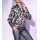 Seiden-Druckbluse, ecru-graphit