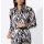 Seiden-Druckbluse, ecru-graphit