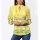 Plissee-Bluse, limone-ecru-bedruckt