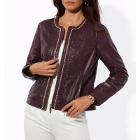 Lammnappa-Lederblazer m. Glitzersteinchen, burgund