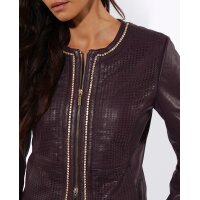 Lammnappa-Lederblazer m. Glitzersteinchen, burgund