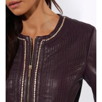 Lammnappa-Lederblazer m. Glitzersteinchen, burgund