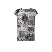 Druckbluse m. U-Boot-Ausschnitt, schwarz-sand-bedruckt