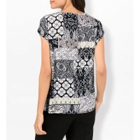 Druckbluse m. U-Boot-Ausschnitt, schwarz-sand-bedruckt