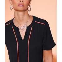 Bluse m. Kontrastpaspeln, schwarz
