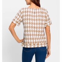 Bouclé blouse w. houndstooth pattern, ecru-camel