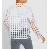 Blouse blazer w. eyelet pattern, ecru