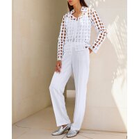 Blouse blazer w. eyelet pattern, ecru