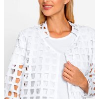 Blouse blazer w. eyelet pattern, ecru