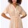 Dress with tie belt, apricot-ecru printed