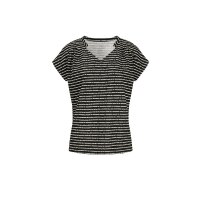 Print Shirt w. Ruching, black-ecru-striped