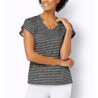 Print Shirt w. Ruching, black-ecru-striped