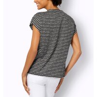 Print Shirt w. Ruching, black-ecru-striped