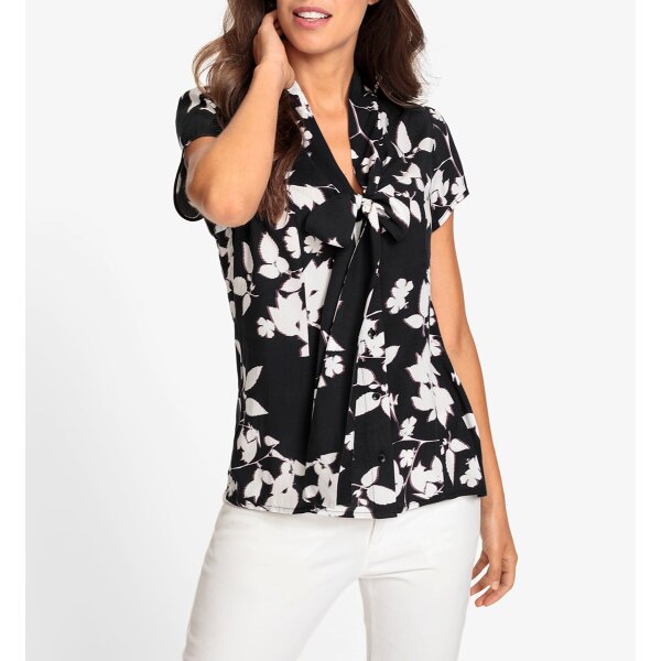 Druckbluse m. Schluppe, schwarz-weiß