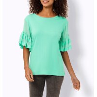 Shirt with volant sleeves, blue-green