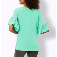 Shirt with volant sleeves, blue-green