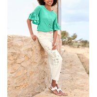 Shirt with volant sleeves, blue-green