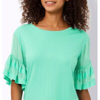 Shirt with volant sleeves, blue-green