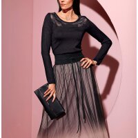 Pullover m. Mesh-Einsatz, schwarz