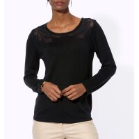 Pullover m. Mesh-Einsatz, schwarz