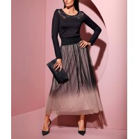 Pullover m. Mesh-Einsatz, schwarz
