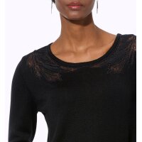 Pullover m. Mesh-Einsatz, schwarz