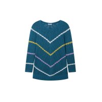 Ajourpullover m. Zopfmuster-Streifen, topas