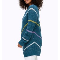 Ajour pullover with cable knit stripes, topaz