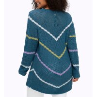 Ajour pullover with cable knit stripes, topaz