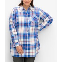 Flannel long blouse, offwhite-checked