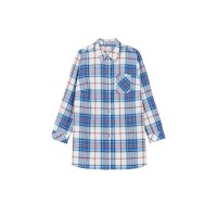 Flannel long blouse, offwhite-checked
