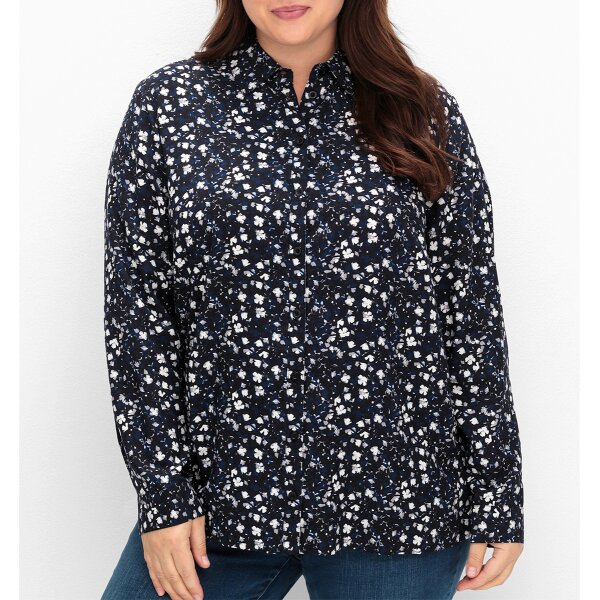 Hemdbluse im Doppelpack, schwarz + schwarz-bedruckt