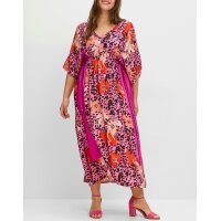 Maxi smock dress, pink patterned