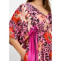 Maxi smock dress, pink patterned