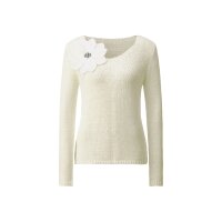 Ajourpullover m. 3D-Blüte, ecru