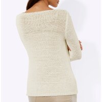 Sweter ażurowy z kwiatem 3D, ecru