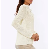 Sweter ażurowy z kwiatem 3D, ecru
