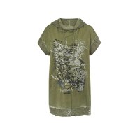 Koszulka w stylu oil-dyed, z kapturem, khaki