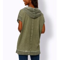 Koszulka w stylu oil-dyed, z kapturem, khaki