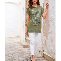 Koszulka w stylu oil-dyed, z kapturem, khaki