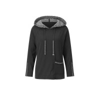 Kapuzenpullover m. Glitzersteinchen, graphit-ecru-gemustert