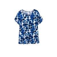 Shirt with Angel Sleeves, cobalt-patterned