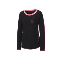 Pullover m. Stickerei, schwarz-fuchsia