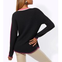 Pullover m. Stickerei, schwarz-fuchsia