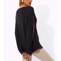 Pullover m. Stickerei, schwarz-fuchsia